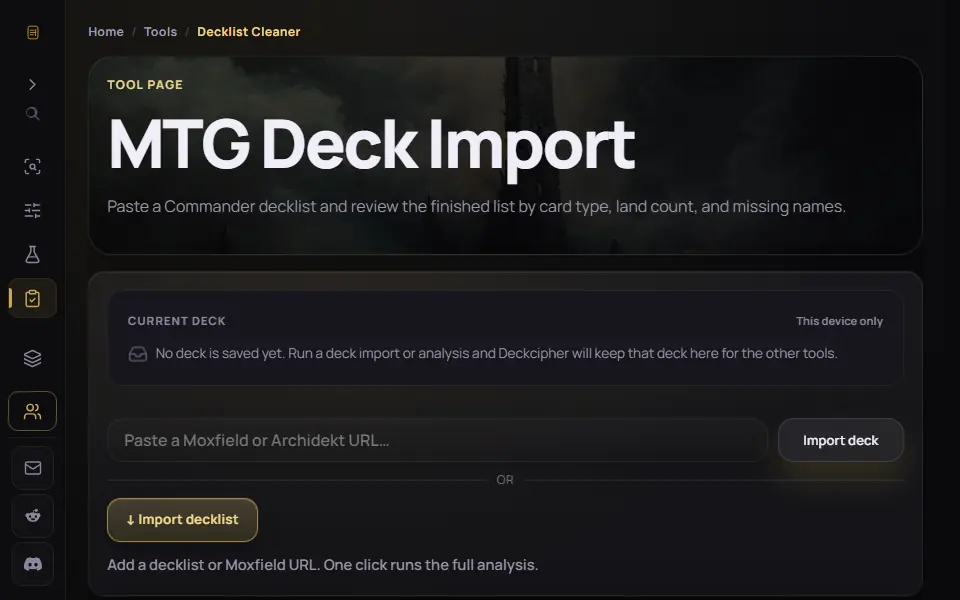 Deckcipher Decklist Cleaner interface screenshot