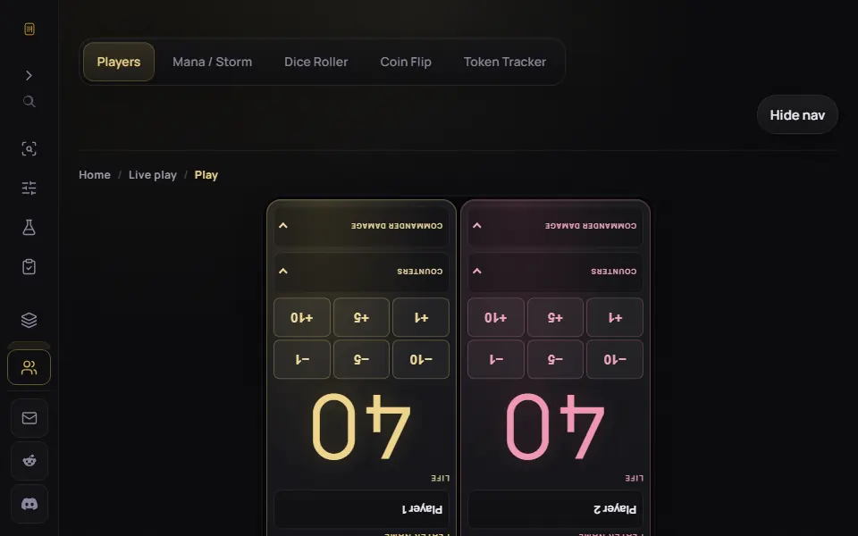 Deckcipher Game Tracker interface screenshot