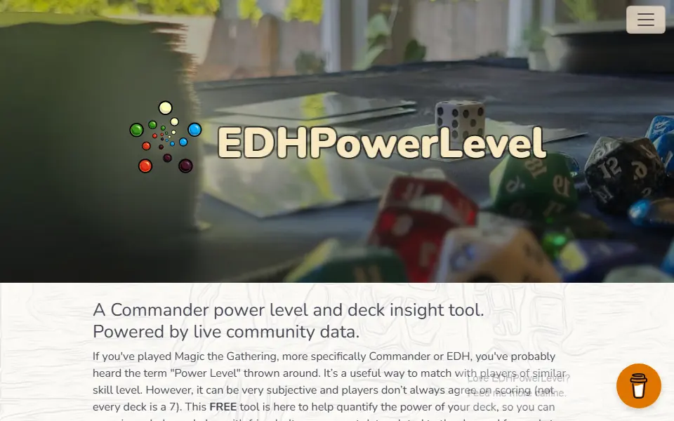 EDH Power Level interface screenshot