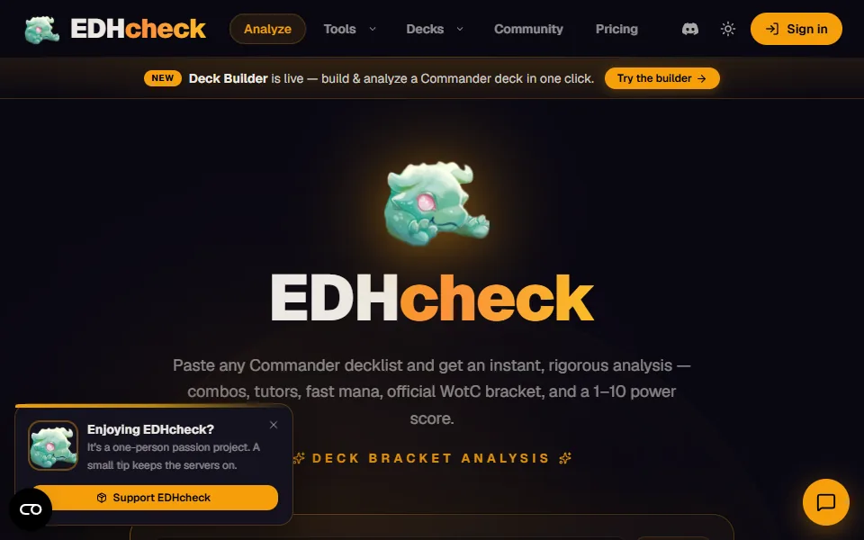 EDHcheck interface screenshot