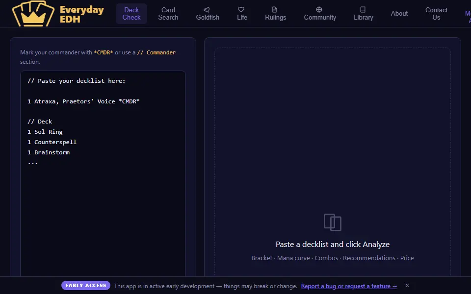Everyday EDH interface screenshot