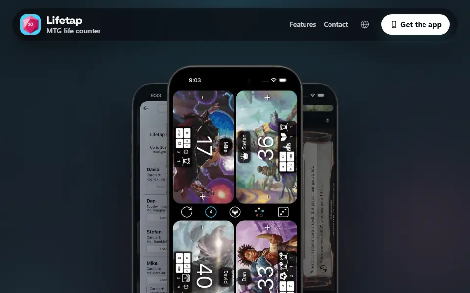 Lifetap interface screenshot