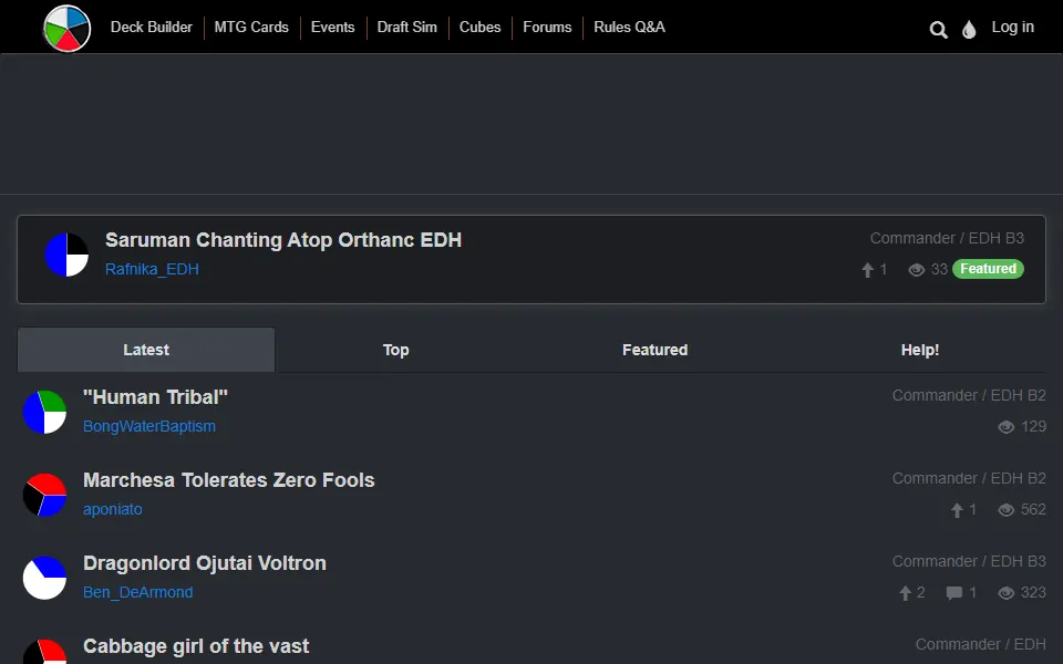 TappedOut interface screenshot